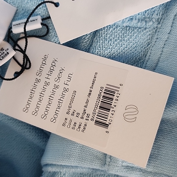 NEW! Something Navy Bridget Button Waist Sweatpants in Sky Blue XS - Picture 9 of 12